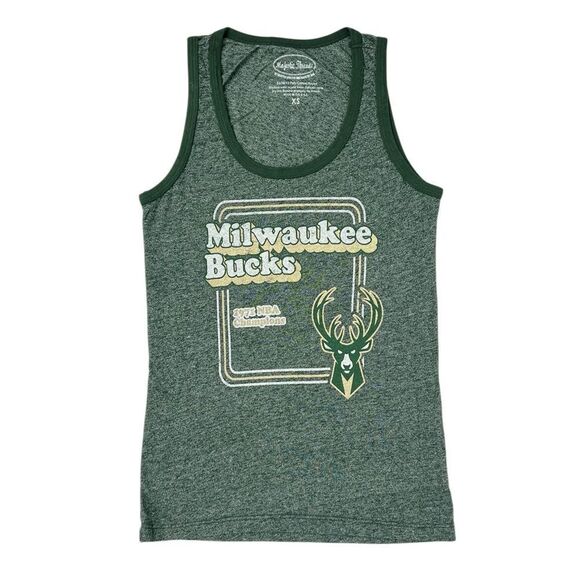 Majestic Women’s NBA Milwaukee Bucks Green Throwback 1971 Champions Tank Top XS - Picture 1 of 6